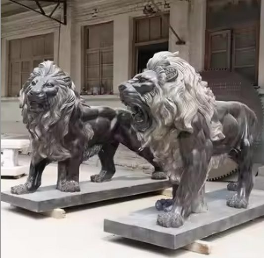 Polished stone guardian lion